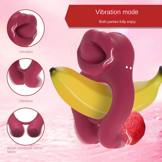 Anillo Vibrador Triple Motor para Parejas | Lengua Vibradora y Mini Vibrador Compartido