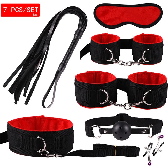 Set Bondage BDSM 23 Piezas | Esposas, Fusta, Plug Anal y Vibrador para Parejas