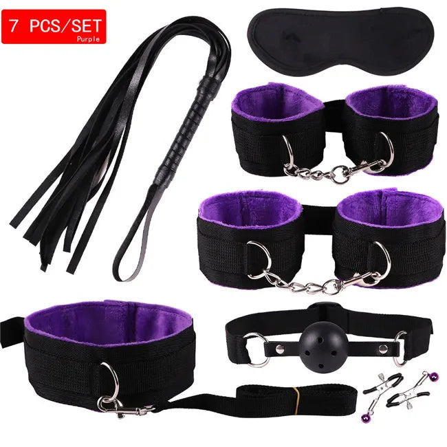 Set Bondage BDSM 23 Piezas | Esposas, Fusta, Plug Anal y Vibrador para Parejas